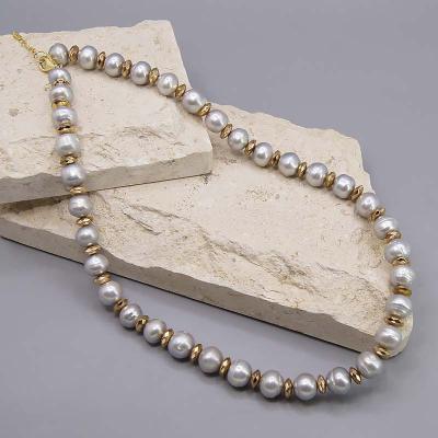 China Trendy Multi Color Adjustable Size 925 Clasp Gray Baroque Fresh Water Pearl Necklace for sale