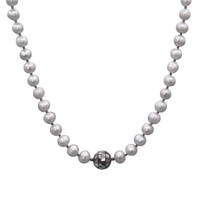 China Fashion CLASSIC Handmade Jewelry Large Gray Fresh Water Pearl Beaded Choker Necklace for sale