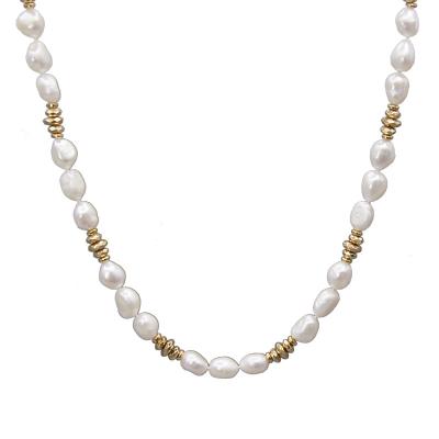 China CLASSIC fashion gold pearl jewelry set freshwater baroque natural pearl beaded choker necklace for sale