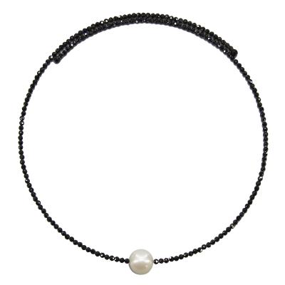 China CLASSIC Natural Stone Black Seed Pearls Large Cultured Freshwater Pearl Necklace Necklace For Women for sale