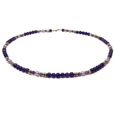 China CLASSIC Natural Gemstone Amethyst Multi Stone With Small Pearl Necklace Freshwater Necklace for sale