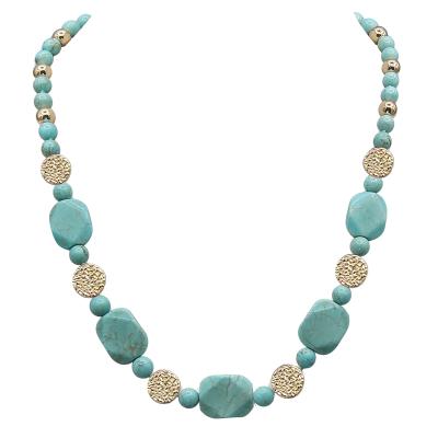 China Stainless Steel Natural CLASSIC Stone Designer Strand Fashion Turquoise Blue Howlite Bead Necklace for sale