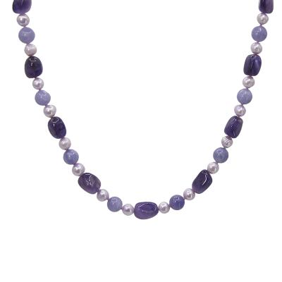 China Beautiful CLASSIC Multi Color Natural Stone Amethyst Pearl Freshwater Pearl Necklace for sale