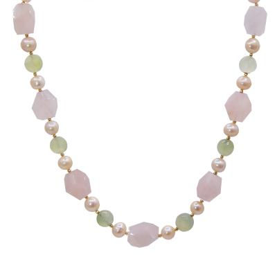 China TRENDY Handmade Multi Colored Fancy Gemstone Beaded Rose Quartz Choker Necklace Irregular for sale