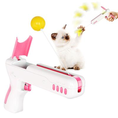 China Feather Viable Interactive Puzzle Best-Selling Amazon Funny Cat Toy Gun for sale