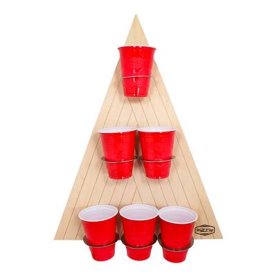 China Wooden Beer Pong Set Party Game Toy With Board And 6 Cups for sale