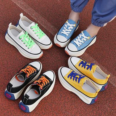 China Wholesale Fashion Trend Low Top Lace Up Casual Single Breathable Canvas Shoes Platform Women Canvas Shoes for sale