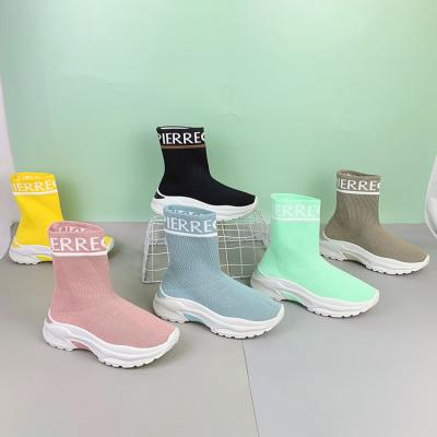 China Wholesale Breathable China Most Popular Bright Sneakers Mesh Boots Women Boots Sock Color Walking Boots for sale