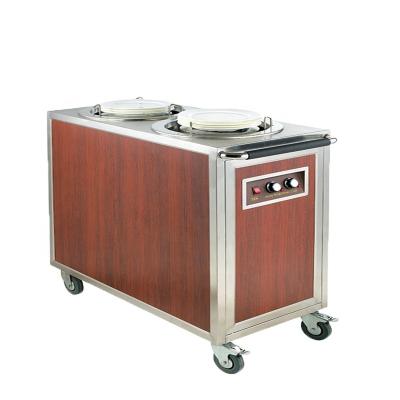 China Restaurant Chafing Dish Hotel Serving Dish Collecting Trolley Mobile Encased Three Tube Heated Dish Dispenser Stainless Steel Electric Dish Warmer for sale