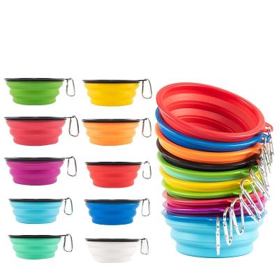 China Viable Colorful Plastic Collapsible Pet Bowl Large Capacity Portable Rubber Dog Bowl for sale