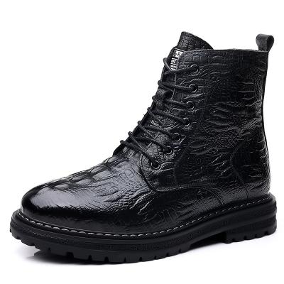 China Classic Round Black Fashion Outdoor Waterproof Comfortable Leather Round Top Winter Boots For Men for sale