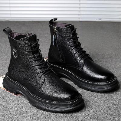 China Round Lid Genuine Leather High Quality Luxury Warm Durable Formal Men's Winter Boots High for sale