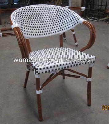 China Modern Garden Aluminum Bamboo Look Dining Chair For Outdoor for sale