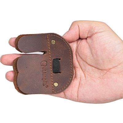 China New Style Manufacturer Ouliangjia High Quality Cowhide Finger Protector Archery Finger Tab For Shooting Shooting@hunting for sale