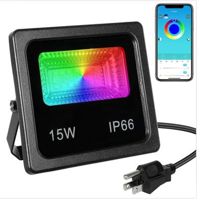 China Theme Park Tuya Wifi Control Smart Flood Light 15w CCT RGB Adjustable Floodlight for sale