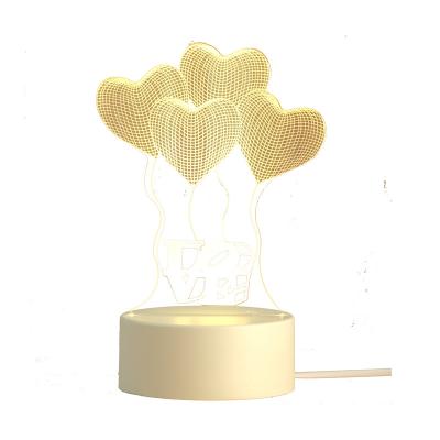 China Wholesale Modern Valentines Day Gift Wedding Birthday Party Decor USB 3D Acrylic LED Night Light for sale