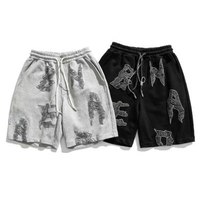 China Anti-wrinkle custom shorts drawstring knee-length elastic graphic embroidered breathable shorts for men for sale