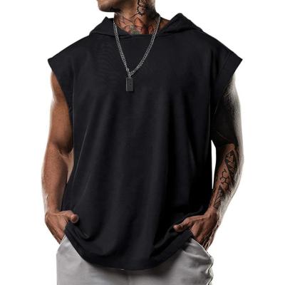 China QUICK DRY High End Mens Muscle Gym Sporty Men's Sleeveless Vest Bodybuilding Workout Training Hooded Vest for sale