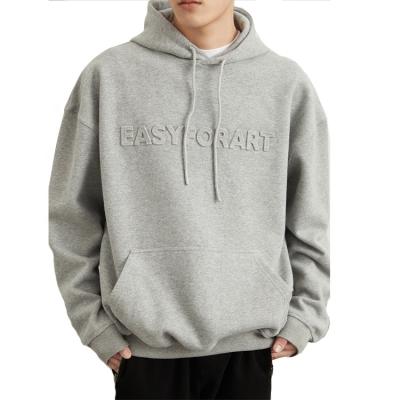 China autumn and winter brand personality oversized men's embossing hoodie Anti-wrinkle men's custom letter print hoodie for sale