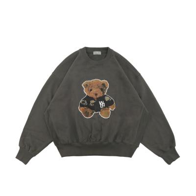 China New waterproof front and back bear print bear sweater couple Terry wash men's pullover men's sweatshirt for sale