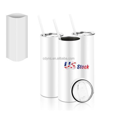 China New Sustainable USA Sublimation Tumbler Blanks 20 oz Stainless Straight With Diy Shrink Wrap White Straight Metallic Coffee Mugs for sale