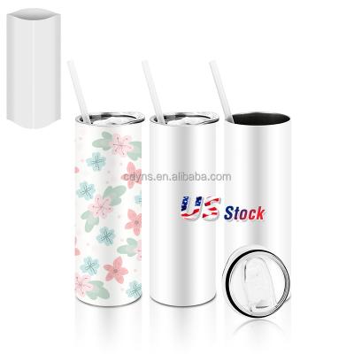 China Viable Wholesale Blank Sublimation Tumbler 20oz Stainless Steel Blank Sublim Skinny Directly With Straw USA Warehouse Free Shipping for sale