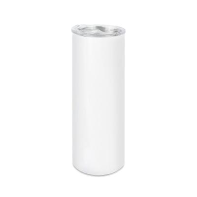 China Sustainable Hot Sale USA Warehouse In Stock Sublimation Blanks White Straight Lean Tumbler With PP Straw for sale