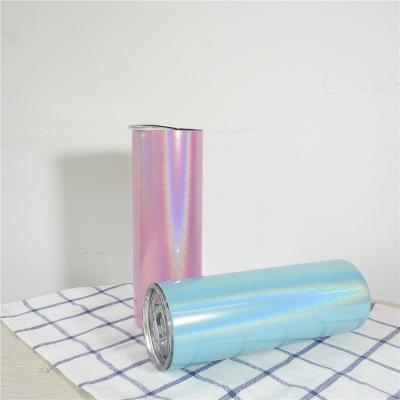 China Viable Ready To Ship Skinny Straight Stainless Steel Glitter 20oz Sublimation Tumbler With Straw for sale