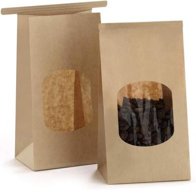 China Recyclable Wholesale Customised Size Print Black White Brown Kraft Window Paper Bag With Logo for sale