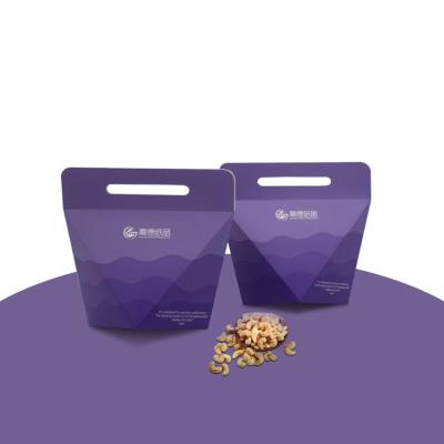 China Recyclable Purple Nuts And Cores Paper Box Custom Printing Logo With Handle Wedding Candy Packaging Box for sale