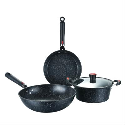 China Traditional high quality fine iron luxury cooker set of three non-stick cast iron cooking pot/saucepan soup pans for sale