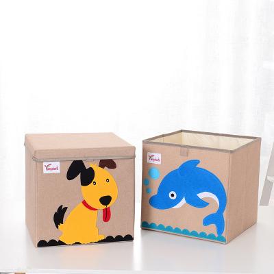 China Popular Folding Canvas Organizer Children's Toy Cube Wardrobe Basket Animal Cotton Storage Box Storage Box for sale