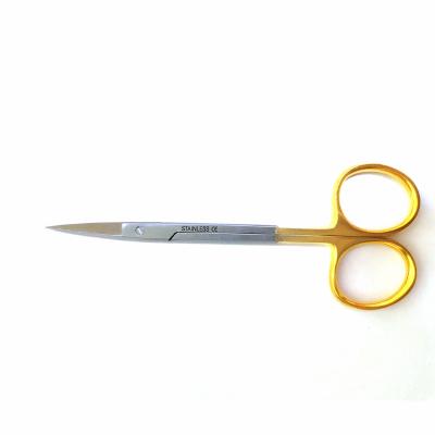 China Fine Polished Medical Surgical Sharp Scissors With Golden Handle for sale