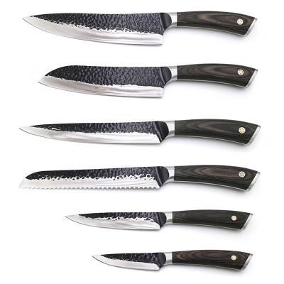 China HIP-HOUSE 6pcs Kitchen Knife Set Kitchen Meat Knife Set Viable Black Steel Chef Knife Set for sale