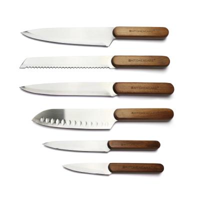 China Hip-home Sustainable Stainless Steel Knives Kitchen Set To Handle Wood Kitchen Knives Set Hot Selling Fruit Knife Set For Kitchen for sale