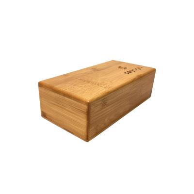 China Yoga Accessories Custom Logo Flat Edge Organic Bamboo Private Wooden Yoga Block for sale