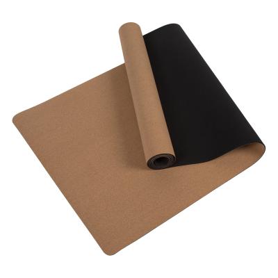 China Wholesale Customizable Low Price 100% Organic Anti Slip Yoga Natural Cork And Rubber Yoga Mat for sale