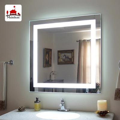 China 5 Star Hotel Lighted Vanity Mirror 36inch Wall Mounted Square Led Mirror Freestanding Square Bathroom Mirror for sale