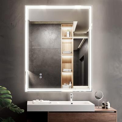 China Amazon hot sale safety luminous non-corrosive tempered glass led dimming 3000k 4000k 6000k bathroom wall mirror fogless with light for sale