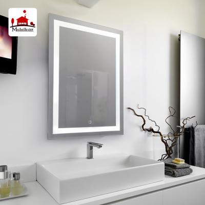 China 36 x 28 Inch LED Lighted Backlit Bathroom Mirror Vanity Mirror with Lights Bathroom Mirror Dimmable Wall Mounted Fog Lighted Makeup for sale