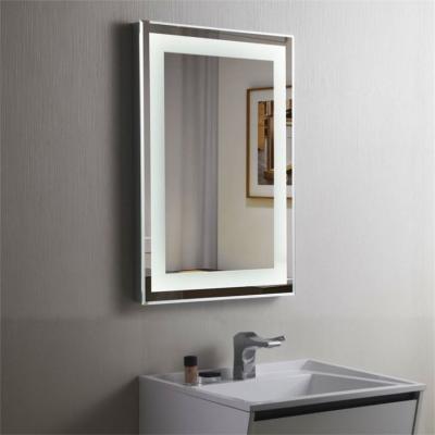 China Hotel Room Waterproof Decorative Mirrors Luminous Frameless Rectangular Bathroom Led Smart Mirror With Anti-fog Device for sale