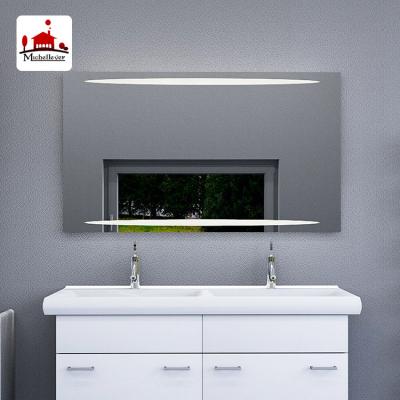 China Large Lighted Rectangle Mirror Fog Light With Lights Smart Bathroom Frameless Anti Fog LED Mirror With Speaker for sale