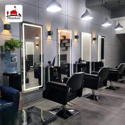 China Beauty hair salon furniture equipment mirror light station styling mirror haridresser salon led station mirrors with led light for sale