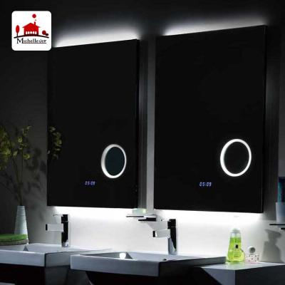 China Hotel Bathroom Magnifying Mirror Illuminated Wall Mounted Bathroom Mirror With Blue Tooth Standard Bathroom Mirror With Led Lights for sale