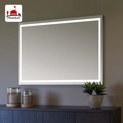 China Customized popular illuminated mirror with led light rectangle led illuminate mirror for home decoration for sale