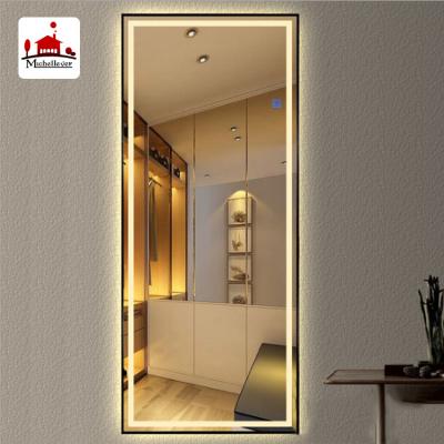 China Large Wall Hanging Lighted Frameless Dressing Room Mirror Led Wall Mounted Full Length Lighted Dressing Room Mirrors for sale