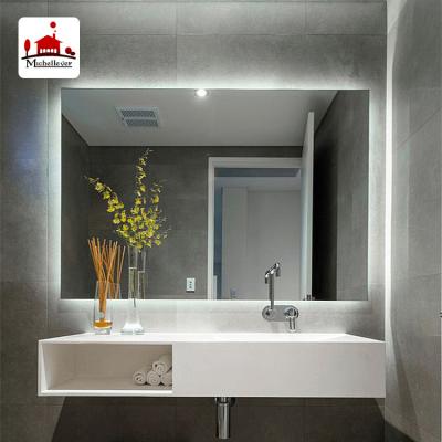 China Modern American Style Bath Vanity Light Backlight Mirrors Dimmable Led Wall Mounted Backlit Vanity Bath Mirror 600x800mm for sale