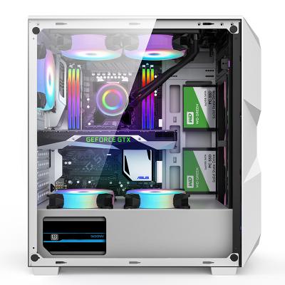 China Fan ATX Mid Case lRGB Front Pane Computer Gaming Desktop KINGDOM White/Black Tower for sale