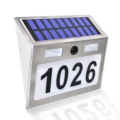 China Solar Led Door House Number Lamp 5 LED Pir Motion Sensor Waterproof Outdoor Door Plate Light Garden Door Decor Lighting for sale