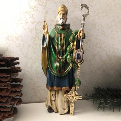 China Wholesale Custom Home Decoration Catholic Europe Resin Figurine Saint St Patrick Religious Statue for sale